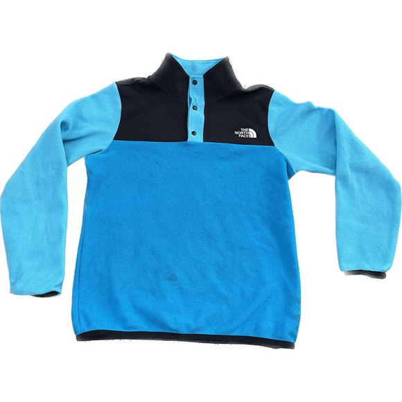 The North Face Glacier Snap T Girls XL Blue Black Fleece Pullover Sweater - Picture 1 of 10